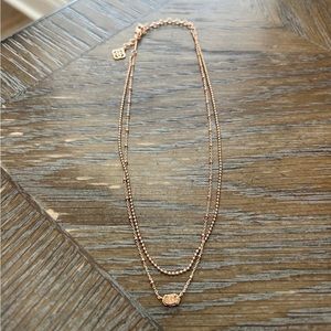 Kendra Scott Rose Gold Double Chain Necklace with Drusy Pendant